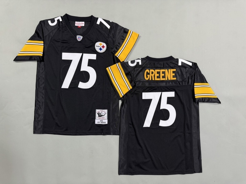 Men 2025 Pittsburgh Steelers #75 Greene black Throwback Limited NFL Jersey style 004->pittsburgh steelers->NFL Jersey